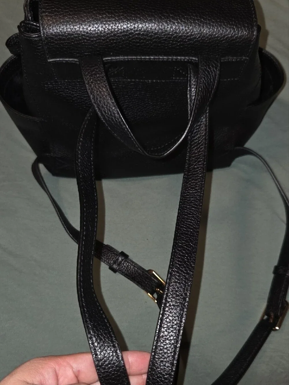 Tory Burch Black Pebbled Leather Tassel Backpack